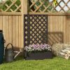 Outdoor Black Wooden Raised Garden Bed Planter Box with Lattice Trellis