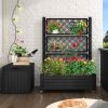 Outdoor Raised Garden Bed Planter Box with Trellis and Wheels in Black
