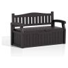 Heavy Duty Brown Plastic Outdoor Storage Garden Bench Patio Deck Box