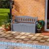 Heavy Duty Grey Plastic Outdoor Storage Garden Bench Patio Deck Box