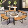 Outdoor Metal Frame Wood Slat Backless Garden Bench with Modern Arch Design