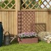 Outdoor Brown Wooden Raised Garden Bed Planter Box with Lattice Trellis