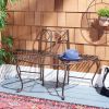 Outdoor Patio Garden Rustic Bronze Brown Wrought Iron Half-Circle Tree Bench