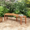 Set of 2 - Outdoor Backless Wooden Garden Bench with Modern Arch Design