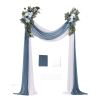 Artificial Wedding Arch Flowers Kit, Blue Wedding Arch Flowers with Drapes Kit (Pack of 4) - 2 Pcs Floral Arrangement, 2 Pcs Sheer Drapes