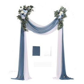 Artificial Wedding Arch Flowers Kit, Blue Wedding Arch Flowers with Drapes Kit (Pack of 4) - 2 Pcs Floral Arrangement, 2 Pcs Sheer Drapes