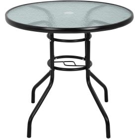 32" Steel Easy To Assemble Outdoor Dining Table, Black