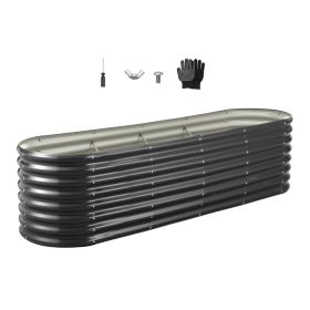 Metal Raised Garden Bed, 8 x 2 x 2 ft Oval Outdoor Galvanized Planter Garden Box, Open Bottom Design, Large Planter Raised Bed for Growing Vegetables