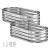2 Pack Galvanized Raised Garden Beds, 4 x 2 x 1 ft, Oval Metal Planter Boxes Kit Outdoor, Bottomless Elevated Garden Box with Gloves, Alu-Zinc