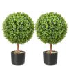 2x Artificial Boxwood Ball Ø40,6cm Garden Deco Boxwood in Flowerpot Ball Artificial Boxwood Ball Artificial Plant made of PE, Wood