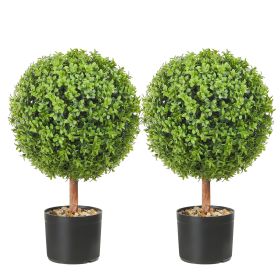 2x Artificial Boxwood Ball Ø40,6cm Garden Deco Boxwood in Flowerpot Ball Artificial Boxwood Ball Artificial Plant made of PE, Wood