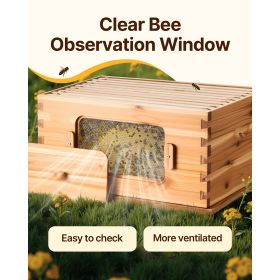 Bee Hive 30 Frame Bee Hives Starter Kit, Beeswax Coated Fir Wood, 2 Deep + 1 Medium Bee Boxes Langstroth Beehive Kit
