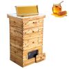 Bee Hive 40 Frame Bee Hives Starter Kit, Beeswax Coated Fir Wood, 2 Deep + 2 Medium Bee Boxes Langstroth Beehive Kit