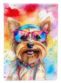 Yorkshire Terrier Hippie Dawg Garden Flag Mailbox Flag Decorative Yard Flag Banner Outside Patio Artwork Yard Flower Beds, Garden Size, Multicolor