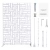 Metal Privacy Screen, 47" W x 76" H Outdoor Privacy Screens 3-Panel, Freestanding Outdoor Divider with Stand