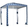 Quick Beach Cabana Canopy Umbrella, 6.5' Easy-Assembly Sun-Shade Shelter with Sandbags and Carry Bag, Cool UV50+ Fits Kids & Family, Blue Coconut Palm
