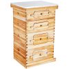 Bee Hive 40 Frame Bee Hives Starter Kit, Beeswax Coated Fir Wood, 2 Deep + 2 Medium Bee Boxes Langstroth Beehive Kit