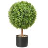2x Artificial Boxwood Ball Ø40,6cm Garden Deco Boxwood in Flowerpot Ball Artificial Boxwood Ball Artificial Plant made of PE, Wood
