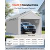 Carport Replacement Canopy, 13 x 20 ft Potable Garage Tent Top Tarp with Sidewalls, UV-Resistant & Waterproof