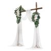 Artificial Wedding Arch Flowers Kit, White Wedding Arch Flowers with Drapes Kit (Pack of 4) - 2 Pcs Floral Arrangement, 2 Pcs Sheer Drapes
