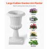 Plastic Urn Planters, 9.8 x 16.5 Inch, 2 Pack White Classic Flower Pots Front Porch Planters, Indoor & Outdoor Vase for Wedding, Party, Event, Home