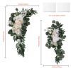 Artificial Wedding Arch Flowers Kit, White Wedding Arch Flowers with Drapes Kit (Pack of 4) - 2 Pcs Floral Arrangement, 2 Pcs Sheer Drapes