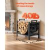 Indoor Firewood Rack, 1.5 ft Curved Log Holder with Canvas Carrier, 40lb Weight Capacity Wood Storage Stand, Powder-Coated Steel Firewood Holder