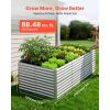 Galvanized Raised Garden Bed, 8 x 4 x 3 ft, Rectangular Metal Planter Box Kit Outdoor, Bottomless Elevated Planting Box with Gloves