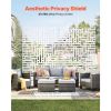 Metal Privacy Screen, 47" W x 76" H Outdoor Privacy Screens 3-Panel, Freestanding Outdoor Divider with Stand