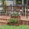 Wooden Wagon Planter Box, 2-Tier Raised Garden Bed, for Vegetables Flowers Herbs, 22" x 13" x 22"