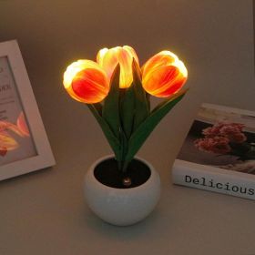 Tulip Lamp - LED Replica Tulip Table Lamp With Flower Vase For Desktop Decoration. Suitable For Home, Living Room, Desktop Decoration, Holiday Gi (Option: Orange)