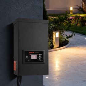 300W Low Voltage Landscape Transformer With Timer And Photocell Sensor, Waterproof Landscape Lighting Transformer, 120V AC To 12V/14V AC For Outd (Option: Black)