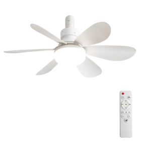 20-Inch Socket Fan Light Portable Ceiling Fan With Light And Remote, 3-Color Dimmable LED, Silent DC Motor, 2-4H Timer, Screw In Design For Small (Option: D20 inH7.3 in)