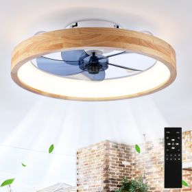 20in  Ceiling Fans With Lights And Remote, 3000-6500K Dimmable Modern Flush Mount LED Fan Light, 6 Speeds  Quiet DC Motor For Living Room, Bedroo (Option: D19.7 inH5.9 in)
