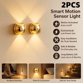 LED Modern Indoor Wall Light With Motion Sensor 3 Color Modes 2700K 4500K 6500K USB Rechargeable Magnetic Portable Wall Sconce For Living Room Be (Option: 2Pcs)