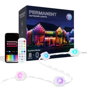 1 00FT Permanent Outdoor RGB Lights, Smart Outdoor String Lights With App Remote Control, 16 Million Colors & 1 00 Scene Modes, IP67 Waterproof O (Option: 100FT)