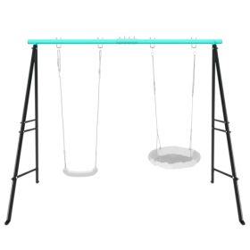 Swing Stand Frame,Swing Set Frame For Both Kids And Adults,500 Lbs Heavy-Duty Metal A-Frame Backyard Swing For Indoor Outdoor,Green  Frame Only (Option: default)