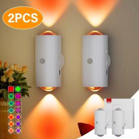 4pcs Rechargeable LED Night Light Wall Lamp Commercial StrobeLight Multi-color Mode Dimmable Indoor Light Magnetic StepLight For Entryway Bedside (Option: 2 PCS)