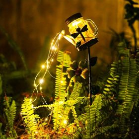 1pc Solar Garden Light; Outdoor Decor Waterproof Butterfly Solar Path Light; Watering Can Lights Hanging Fairy String Lighting For Terrace Patio Lawn (style: Dragonfly)