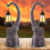Solar Elephant Statue, Outdoor Garden Resin Elephant Sculpture, Art Ornament with Solar LED Lights, Garden Landscape Sculpture