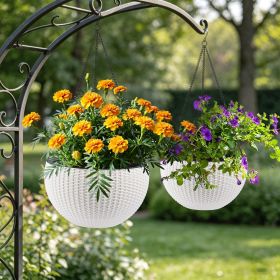 13.4 inch Self-Watering Hanging Rattan-Inspired Planter Large Capacity, Root-Rot Resistant Water Storage with Water Level Indicator (Color: as Pic)