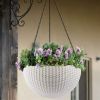 13.4 inch Self-Watering Hanging Rattan-Inspired Planter Large Capacity, Root-Rot Resistant Water Storage with Water Level Indicator