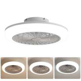 18 Inch Enclosed Ceiling Fan With Light And Remote, Flush Mount Bladeless Modern Low Profile Ceiling Fan For Bedroom Kitchen Dining Room (Option: D18 inH5.7in)
