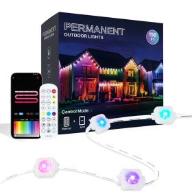 150ft Permanent Outdoor Lights Pro,Phone App & Remote, RGB Eternity Eaves Lights IP67 Waterproof, House Roof Outdoor String Light (Option: 150FT)
