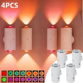 4pcs Rechargeable LED Night Light Wall Lamp Commercial StrobeLight Multi-color Mode Dimmable Indoor Light Magnetic StepLight For Entryway Bedside (Option: 4 PCS)